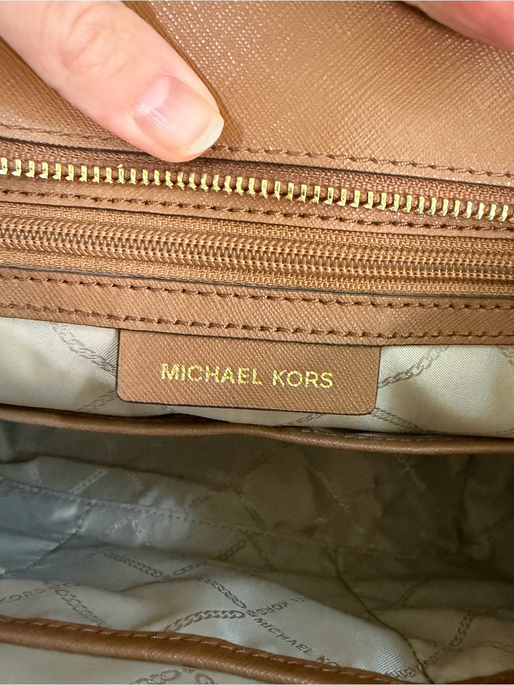 Michael Kors Light Brown Joey Saffiano Leather Medium Pocket Tote - Picture 12 of 17